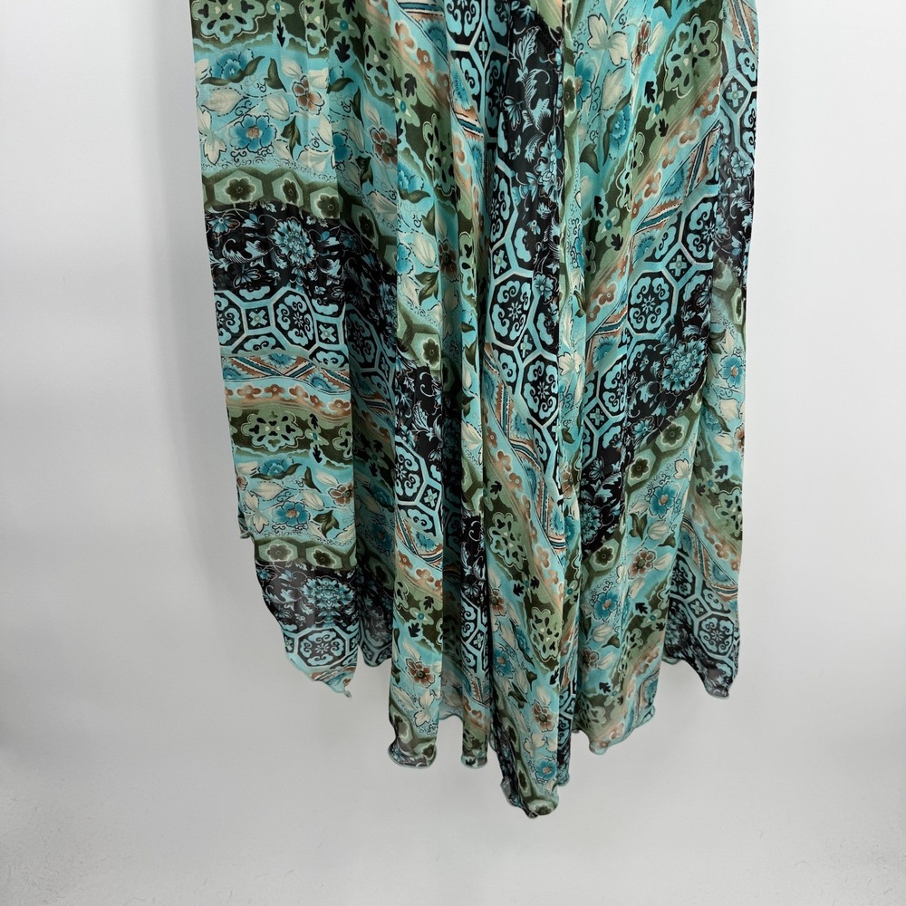 Vintage Y2K Dressbarn Handkerchief Hem Dress Womens 14 Turquoise Floral Fairy - Picture 6 of 16